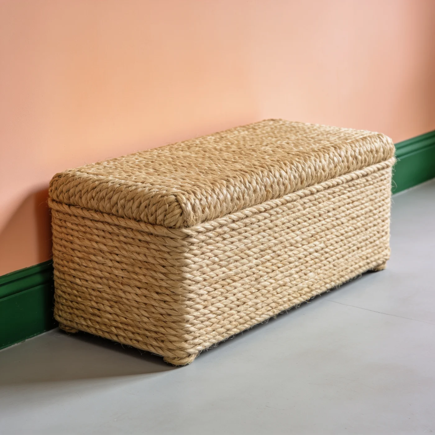 Low jute pouffe — Natural