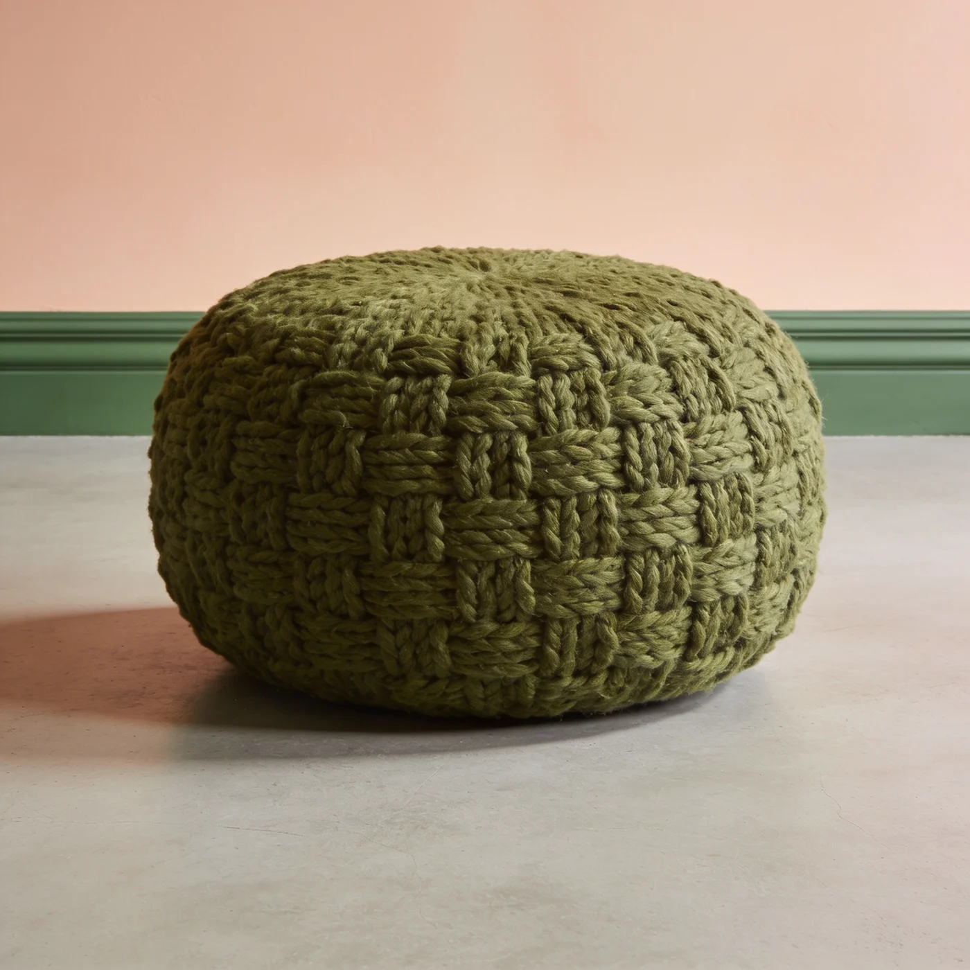 Loop knit pouffe — Moss